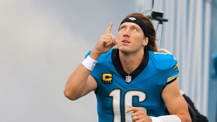 Jacksonville Jaguars quarterback Trevor Lawrence (16) is introduced before an NFL football game at EverBank Stadium, Sunday, Dec. 7, 2025, in Jacksonville, Fla. The Jaguars defeated the Colts 36-19. Jacksonville Jaguars quarterback Trevor Lawrence (16) is introduced before an NFL football game at EverBank Stadium, Sunday, Dec. 7, 2025, in Jacksonville, Fla. The Jaguars defeated the Colts 36-19.