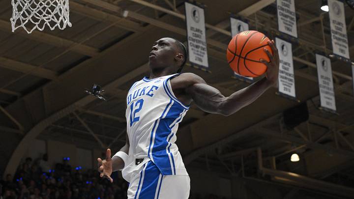 Oct 3, 2026; Durham, NC, USA; Duke Blue Devils guard Bryson Howard (12) dunks the ball during the Countdown to Craziness at Cameron Indoor Stadium. Mandatory Credit: Zachary Taft-Imagn Images Oct 3, 2026; Durham, NC, USA; Duke Blue Devils guard Bryson Howard (12) dunks the ball during the Countdown to Craziness at Cameron Indoor Stadium. Mandatory Credit: Zachary Taft-Imagn Images