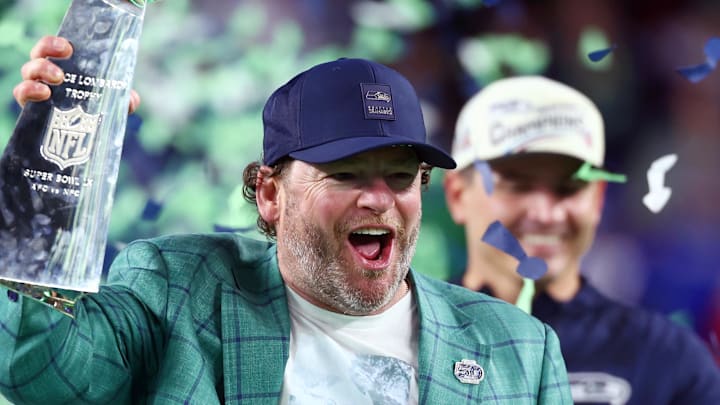 Seattle Seahawks general manager John Schneider celebrates Seattle Seahawks general manager John Schneider celebrates