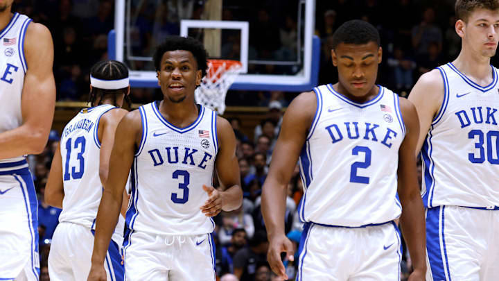 Delaware v Duke; Duke basketball guards Jeremy Roach and Jaylen Blakes