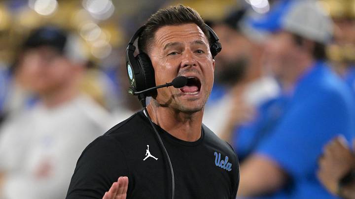 Oct 17, 2026; Pasadena, California, USA; UCLA Bruins head coach Bob Chesney on the sidelines in the second half against the Wisconsin Badgers at the Rose Bowl. Mandatory Credit: Jayne Kamin-Oncea-Imagn Images Oct 17, 2026; Pasadena, California, USA; UCLA Bruins head coach Bob Chesney on the sidelines in the second half against the Wisconsin Badgers at the Rose Bowl. Mandatory Credit: Jayne Kamin-Oncea-Imagn Images