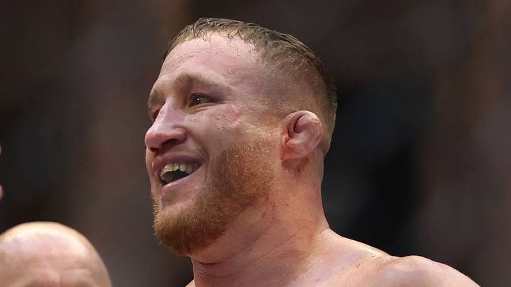 Jun 14, 2026; Washington, D.C., USA; Justin Gaethje (blue gloves) celebrates with his team after winning the UFC Freedom 250 fight against Ilia Topuria (not pictured) at the White House South Lawn. Mandatory Credit: Amber Searls-Imagn Images Jun 14, 2026; Washington, D.C., USA; Justin Gaethje (blue gloves) celebrates with his team after winning the UFC Freedom 250 fight against Ilia Topuria (not pictured) at the White House South Lawn. Mandatory Credit: Amber Searls-Imagn Images