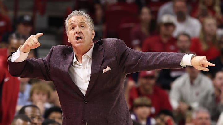 Arkansas Razorbacks head coach John Calipari during the first half against the Winthrop Eagles at Bud Walton Arena