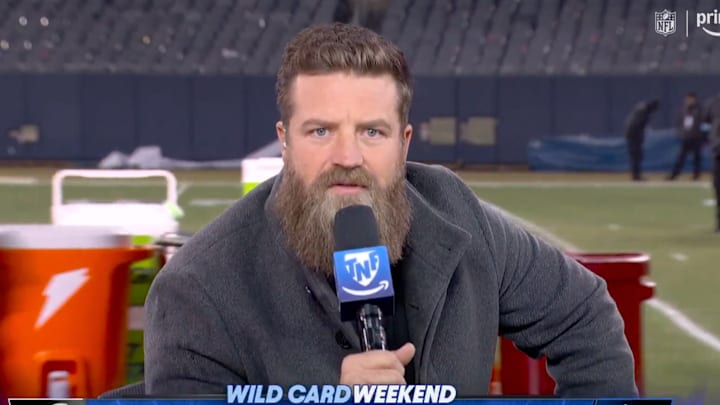 Ryan Fitzpatrick speaks to the camera on Prime Video's NFL postgame show. Ryan Fitzpatrick speaks to the camera on Prime Video's NFL postgame show.
