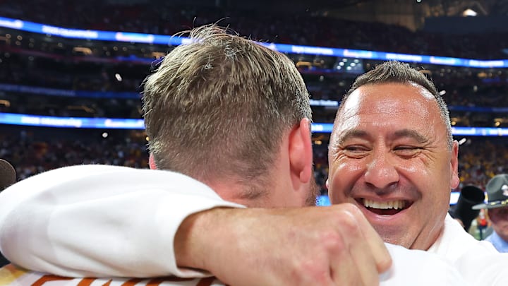 Steve Sarkisian, Quinn Ewers, Chick-fil-A Peach Bowl - Texas v Arizona State