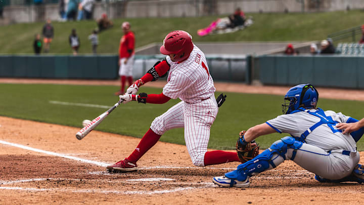 Nebraska center fielder Riley Silva swings at a pitch Tuesday against Creighton.