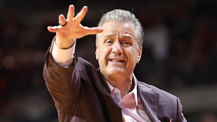 Arkansas Razorbacks coach John Calipari reacts during the first half against the UCA Bears at Simmons Bank Arena.