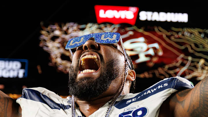 Leonard Williams of the Seattle Seahawks celebrates Leonard Williams of the Seattle Seahawks celebrates