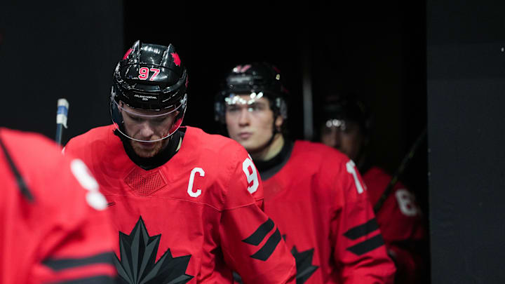 Connor McDavid (97) of Canada at Milano Santagiulia Ice Hockey Arena. Mandatory Credit: James Lang-Imagn Images Connor McDavid (97) of Canada at Milano Santagiulia Ice Hockey Arena. Mandatory Credit: James Lang-Imagn Images