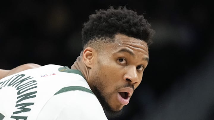 Milwaukee Bucks forward Giannis Antetokounmpo (34) during the game against the Phoenix Suns at Fiserv Forum on March 10, 2026. Milwaukee Bucks forward Giannis Antetokounmpo (34) during the game against the Phoenix Suns at Fiserv Forum on March 10, 2026.