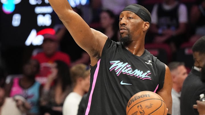 Miami Heat center Bam Adebayo (13) warms-up  (Mandatory Credit: Jim Rassol-Imagn Images)