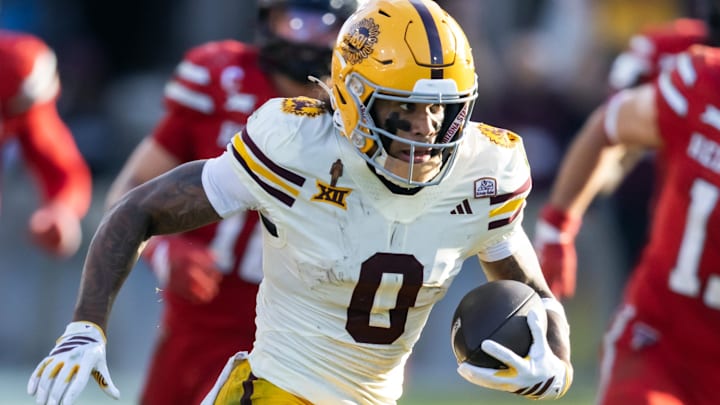Oct 18, 2025; Tempe, Arizona, USA; Arizona State Sun Devils wide receiver Jordyn Tyson (0) against the Texas Tech Red Raiders in the second half at Mountain America Stadium. Mandatory Credit: Mark J. Rebilas-Imagn Images