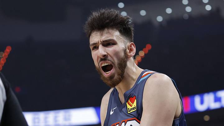May 7, 2026; Oklahoma City, Oklahoma, USA; Oklahoma City Thunder center Chet Holmgren (7) reacts after a play in the first half during game two of the second round of the 2026 NBA Playoffs at Paycom Center. Mandatory Credit: Alonzo Adams-Imagn Images May 7, 2026; Oklahoma City, Oklahoma, USA; Oklahoma City Thunder center Chet Holmgren (7) reacts after a play in the first half during game two of the second round of the 2026 NBA Playoffs at Paycom Center. Mandatory Credit: Alonzo Adams-Imagn Images