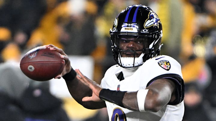 Jan 4, 2026; Pittsburgh, Pennsylvania, USA; Baltimore Ravens quarterback Lamar Jackson (8) practices before the game at Acrisure Stadium. Mandatory Credit: Barry Reeger-Imagn Images Jan 4, 2026; Pittsburgh, Pennsylvania, USA; Baltimore Ravens quarterback Lamar Jackson (8) practices before the game at Acrisure Stadium. Mandatory Credit: Barry Reeger-Imagn Images
