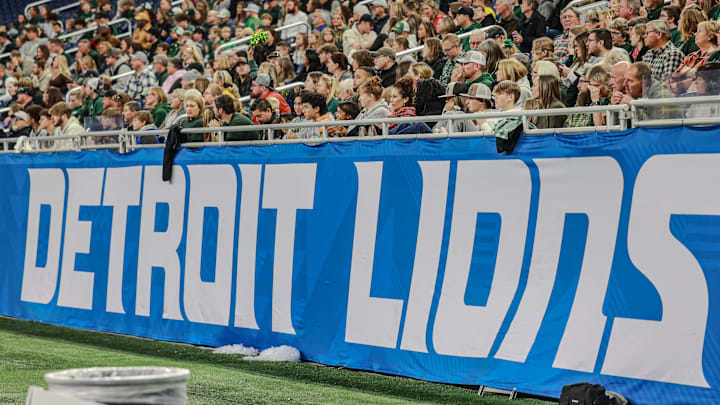 Fans watch a high school football game that took place at Ford Field 