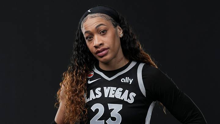 Las Vegas, NV, USA; Las Vegas Aces guard Chennedy Carter (23) poses for a photo during the 2026 Las Vegas Aces Media Day, on April 28, 2026. Las Vegas, NV, USA; Las Vegas Aces guard Chennedy Carter (23) poses for a photo during the 2026 Las Vegas Aces Media Day, on April 28, 2026.