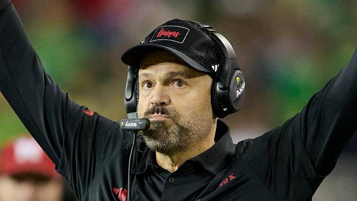 Oct 17, 2026; Eugene, Oregon, USA; Nebraska Cornhuskers head coach Matt Rhule signals touchdown by wide receiver Kwazi Gilmer (3) during the first half in a game against the Oregon Ducks at Autzen Stadium. Mandatory Credit: Troy Wayrynen-Imagn Images Oct 17, 2026; Eugene, Oregon, USA; Nebraska Cornhuskers head coach Matt Rhule signals touchdown by wide receiver Kwazi Gilmer (3) during the first half in a game against the Oregon Ducks at Autzen Stadium. Mandatory Credit: Troy Wayrynen-Imagn Images