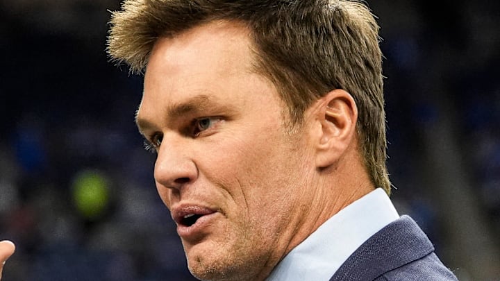 Tom Brady waves at Detroit Lions fans at Ford Field in Detroit on Sunday, November 2, 2025.