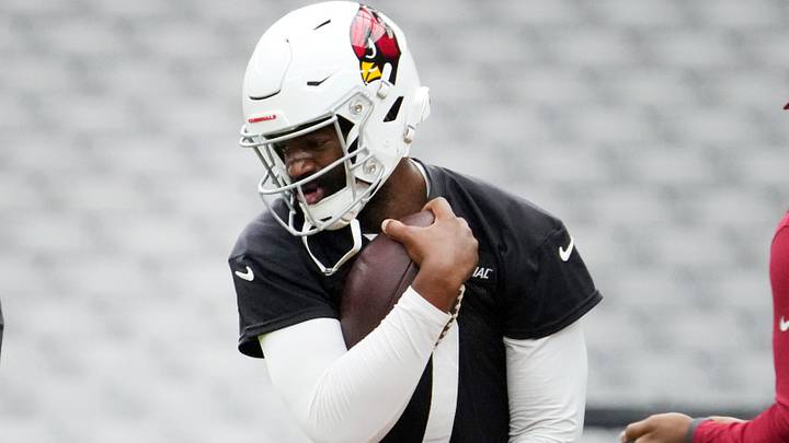 Arizona Cardinals quarterback Jacoby Brissett (7) practices during training camp at State Farm Stadium in Glendale on July 26, 2026.