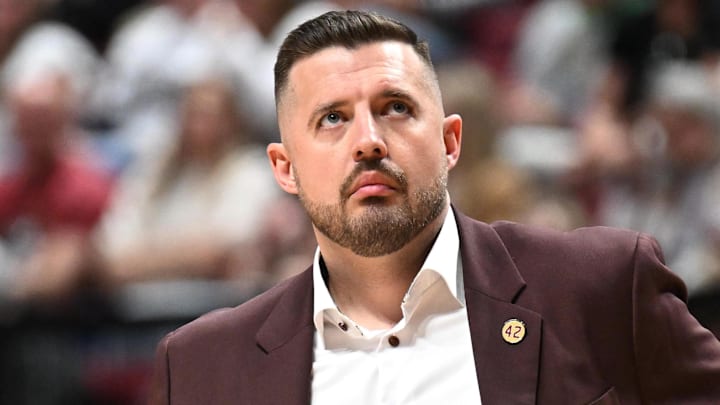 Feb 10, 2026; Tallahassee, Florida, USA; Florida State Seminoles head coach Luke Loucks during the second half against the Virginia Cavaliers at Donald L. Tucker Center. Mandatory Credit: Melina Myers-Imagn Images Feb 10, 2026; Tallahassee, Florida, USA; Florida State Seminoles head coach Luke Loucks during the second half against the Virginia Cavaliers at Donald L. Tucker Center. Mandatory Credit: Melina Myers-Imagn Images