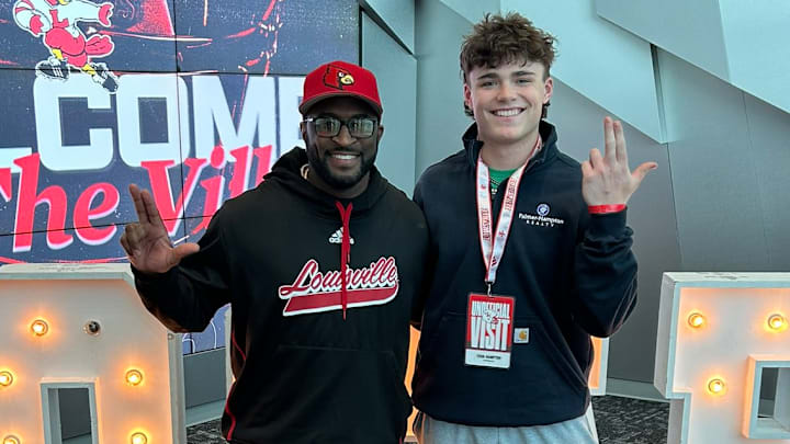 Louisville running backs coach Chris Barclay and Owensboro (Ky.) HS running back Evan Hampton