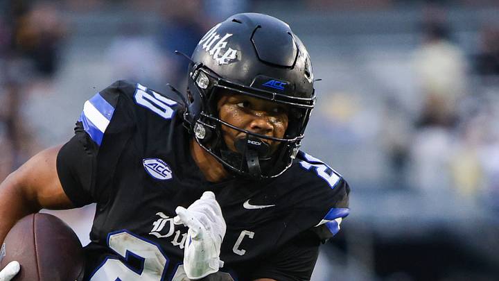 Oct 10, 2026; Atlanta, Georgia, USA; Duke Blue Devils running back Nate Sheppard (20) runs the ball for a touchdown against the Georgia Tech Yellow Jackets in the fourth quarter at Bobby Dodd Stadium at Hyundai Field. Mandatory Credit: Brett Davis-Imagn Images Oct 10, 2026; Atlanta, Georgia, USA; Duke Blue Devils running back Nate Sheppard (20) runs the ball for a touchdown against the Georgia Tech Yellow Jackets in the fourth quarter at Bobby Dodd Stadium at Hyundai Field. Mandatory Credit: Brett Davis-Imagn Images