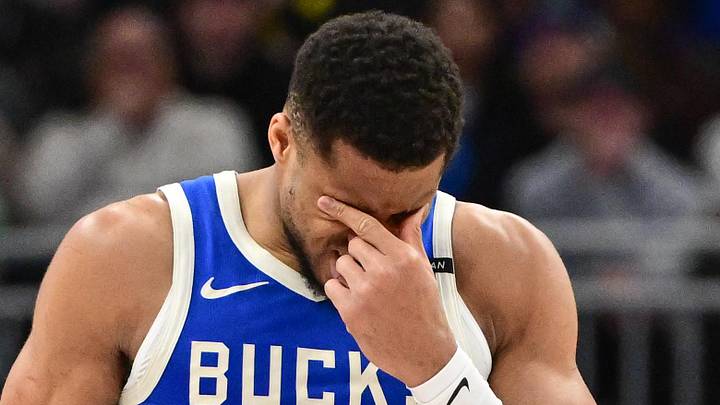 Milwaukee Bucks forward Giannis Antetokounmpo (34) reacts in the second quarter against the Oklahoma City Thunder at Fiserv Forum on Mar 16, 2025.