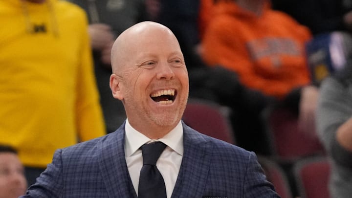Mar 14, 2026; Chicago, IL, USA; UCLA Bruins head coach Mick Cronin reacts after being called for a technical against the Purdue Boilermakers during the first half at United Center. Mandatory Credit: David Banks-Imagn Images