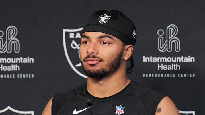 May 2, 2026; Henderson, NV, USA; Las Vegas Raiders safety Treydan Stukes (31) speaks during a news conference at the team’s Rookie Minicamp at Intermountain Health Performance Center. Mandatory Credit: Candice Ward-Imagn Images May 2, 2026; Henderson, NV, USA; Las Vegas Raiders safety Treydan Stukes (31) speaks during a news conference at the team’s Rookie Minicamp at Intermountain Health Performance Center. Mandatory Credit: Candice Ward-Imagn Images
