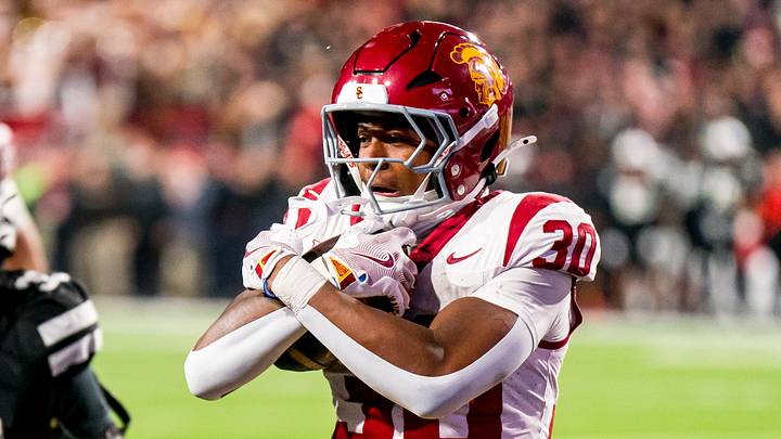 Nov 1, 2025; Lincoln, Nebraska, USA; Southern California Trojans running back King Miller (30) scores against the Nebraska Cornhuskers during the fourth quarter at Memorial Stadium. Mandatory Credit: Dylan Widger-Imagn Images Nov 1, 2025; Lincoln, Nebraska, USA; Southern California Trojans running back King Miller (30) scores against the Nebraska Cornhuskers during the fourth quarter at Memorial Stadium. Mandatory Credit: Dylan Widger-Imagn Images