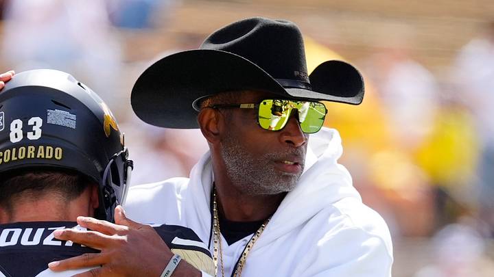 Sep 12, 2026; Boulder, Colorado, USA; Colorado Buffaloes tight end Zayne DeSouza (83) and head coach Deion Sanders before the game against Weber State at Folsom Field. Mandatory Credit: Ron Chenoy-Imagn Images Sep 12, 2026; Boulder, Colorado, USA; Colorado Buffaloes tight end Zayne DeSouza (83) and head coach Deion Sanders before the game against Weber State at Folsom Field. Mandatory Credit: Ron Chenoy-Imagn Images