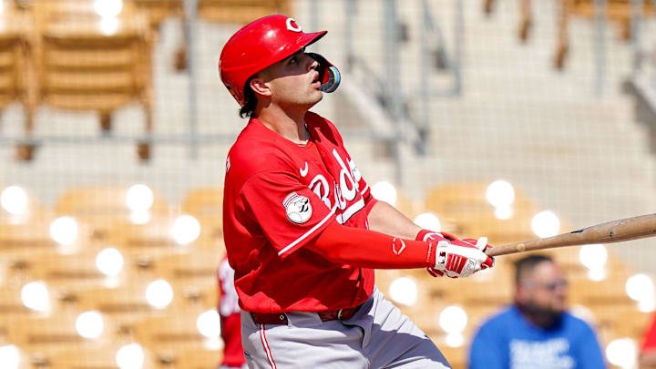 Cincinnati Reds first baseman Sal Stewart (27) Cincinnati Reds first baseman Sal Stewart (27)