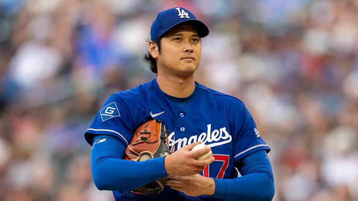 Jun 24, 2026; Minneapolis, Minnesota, USA; Los Angeles Dodgers starting pitcher Shohei Ohtani (17) looks on before delivering a pitch against the Minnesota Twins in the first inning at Target Field. Mandatory Credit: Jesse Johnson-Imagn Images
