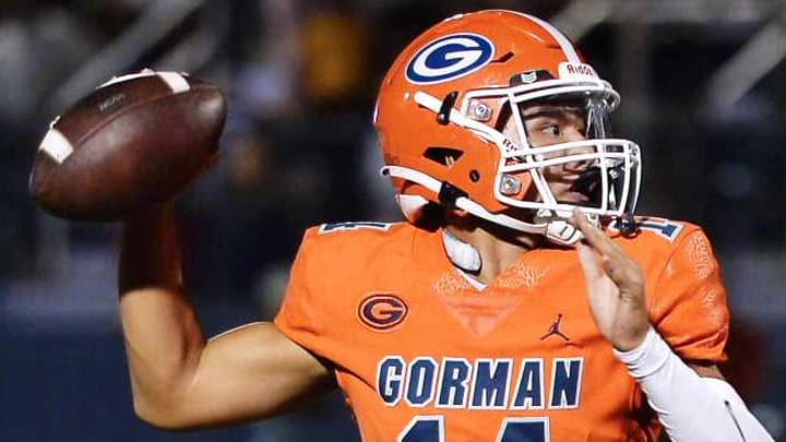 Bishop Gorman quarterback Maika Eugenio had a big game as he helped his No. 3 Gaels roll past No. 25 East St. Louis (Illinois) in Las Vegas on Friday night. 