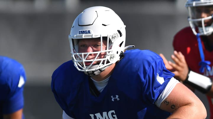 Offensive lineman Breck Kolojay (#66) during practice on Friday, Aug. 2, 2024 on IMG Academy Football Media Day in Bradenton, Florida.
