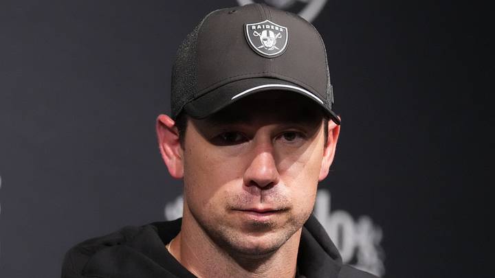 Sep 13, 2026; Paradise, Nevada, USA; Las Vegas Raiders head coach Klint Kubiak speaks with media after the game against the Miami Dolphins at Allegiant Stadium. Mandatory Credit: Kirby Lee-Imagn Images Sep 13, 2026; Paradise, Nevada, USA; Las Vegas Raiders head coach Klint Kubiak speaks with media after the game against the Miami Dolphins at Allegiant Stadium. Mandatory Credit: Kirby Lee-Imagn Images