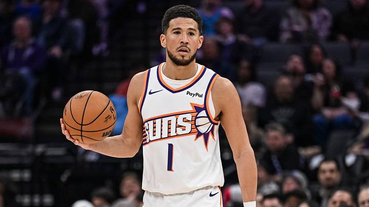 Mar 3, 2026; Sacramento, California, USA; Phoenix Suns guard Devin Booker (1) controls the ball during the second quarter against the Sacramento Kings at Golden 1 Center. Mandatory Credit: Justine Willard-Imagn Images Mar 3, 2026; Sacramento, California, USA; Phoenix Suns guard Devin Booker (1) controls the ball during the second quarter against the Sacramento Kings at Golden 1 Center. Mandatory Credit: Justine Willard-Imagn Images