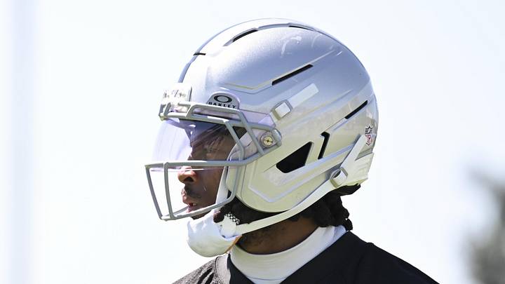 May 20, 2026; Henderson, NV, USA; Las Vegas Raiders wide receiver Tre Tucker (1) practices during organized team activities at Intermountain Health Performance Center. Mandatory Credit: Candice Ward-Imagn Images May 20, 2026; Henderson, NV, USA; Las Vegas Raiders wide receiver Tre Tucker (1) practices during organized team activities at Intermountain Health Performance Center. Mandatory Credit: Candice Ward-Imagn Images