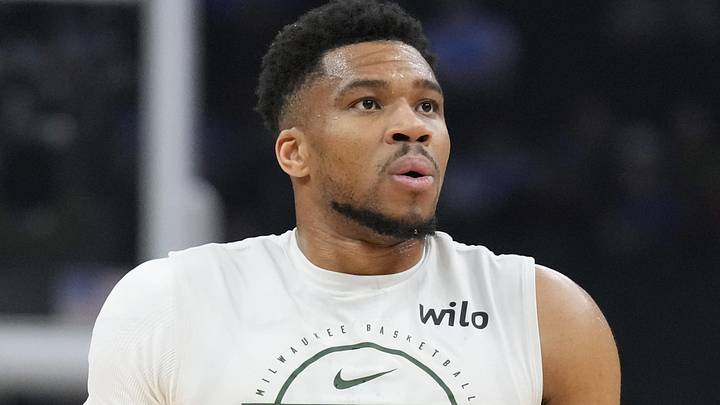 Mar 10, 2026; Milwaukee, Wisconsin, USA;  Milwaukee Bucks forward Giannis Antetokounmpo (34) during warmups prior to the game against the Phoenix Suns at Fiserv Forum. Mandatory Credit: Jeff Hanisch-Imagn Images