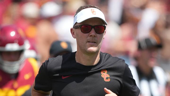 Aug 29, 2026; Los Angeles, California, USA; USC Trojans head coach Lincoln Riley head coach Lincoln Riley Lincoln Riley Riley enters the field before the game against the San José State Spartans at United Airlines Field at Los Angeles Memorial Coliseum. Mandatory Credit: Kirby Lee-Imagn Images Aug 29, 2026; Los Angeles, California, USA; USC Trojans head coach Lincoln Riley head coach Lincoln Riley Lincoln Riley Riley enters the field before the game against the San José State Spartans at United Airlines Field at Los Angeles Memorial Coliseum. Mandatory Credit: Kirby Lee-Imagn Images