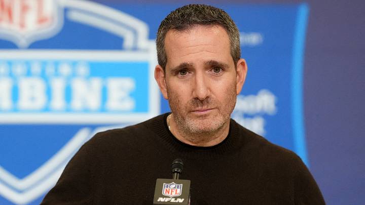 Feb 24, 2026; Indianapolis, IN, USA; Philadelphia Eagles general manager Howie Roseman speaks at the NFL Scouting Combine at the Indiana Convention Center. Mandatory Credit: Kirby Lee-Imagn Images