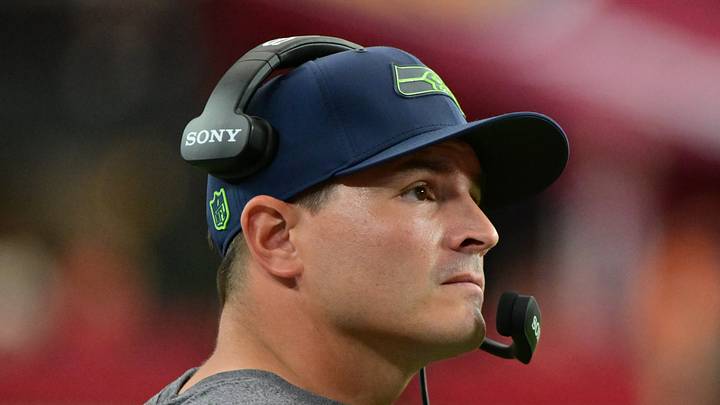 Seattle Seahawks head coach Mike Macdonald looks on