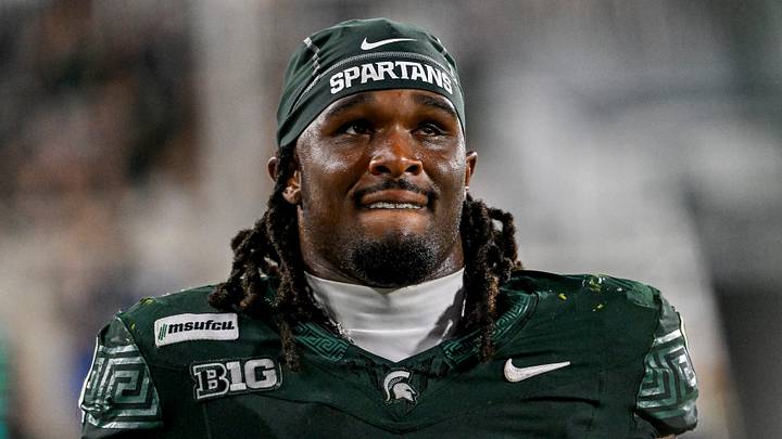 Michigan State’s Cam Edwards looks on after a Toledo touchdown during the fourth quarter on Friday, Sept. 4, 2026, at Spartan Stadium in East Lansing. Michigan State’s Cam Edwards looks on after a Toledo touchdown during the fourth quarter on Friday, Sept. 4, 2026, at Spartan Stadium in East Lansing.