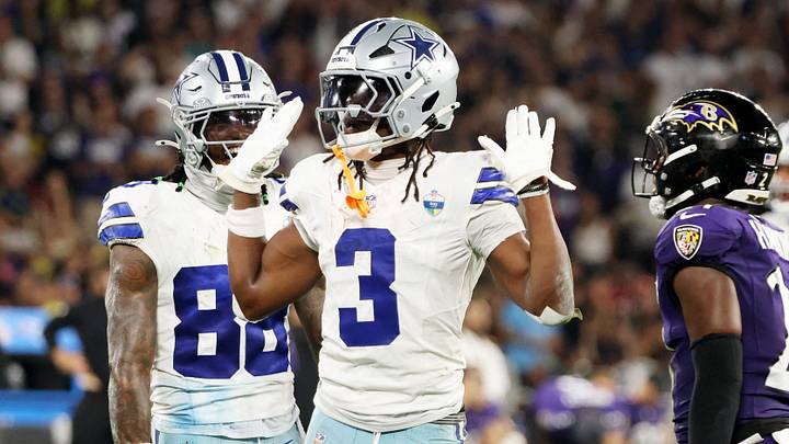 Dallas Cowboys' George Pickens reacts to a call during Week 3 against the Baltimore Ravens in Rio de Janeiro, Brazil. Dallas Cowboys' George Pickens reacts to a call during Week 3 against the Baltimore Ravens in Rio de Janeiro, Brazil.