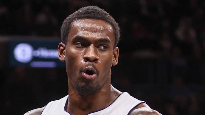 Mar 10, 2026; Brooklyn, New York, USA;  Detroit Pistons center Jalen Duren (0) at Barclays Center. Mandatory Credit: Wendell Cruz-Imagn Images