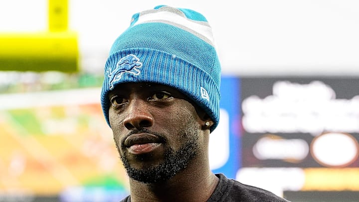 Detroit Lions cornerback Terrion Arnold walks off the field during warmups before the Green Bay Packers Detroit Lions cornerback Terrion Arnold walks off the field during warmups before the Green Bay Packers
