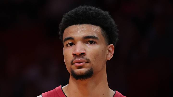 Miami Heat center Kel'el Ware (7) looks on from the court against the Portland Trail Blazers during the first quarter at Kaseya Center on January 21, 2025.