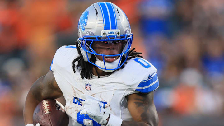 Detroit Lions running back Jahmyr Gibbs (0). Detroit Lions running back Jahmyr Gibbs (0).