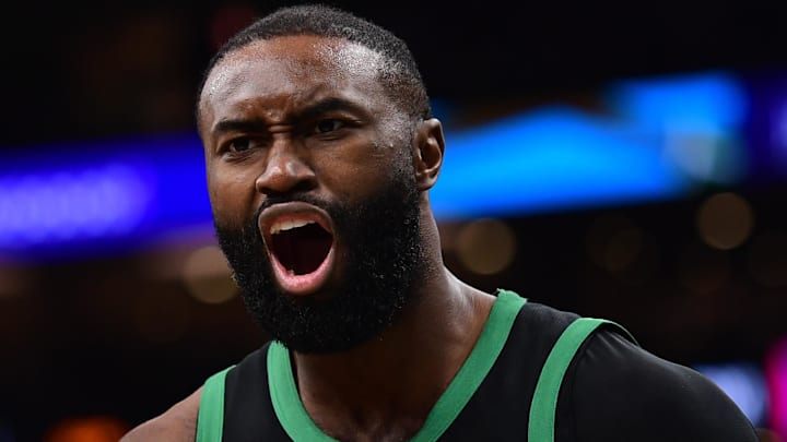 Feb 6, 2026; Boston, Massachusetts, USA; Boston Celtics guard Jaylen Brown (7) reacts towards the official after a play during the second half against the Miami Heat at TD Garden. Mandatory Credit: Bob DeChiara-Imagn Images Feb 6, 2026; Boston, Massachusetts, USA; Boston Celtics guard Jaylen Brown (7) reacts towards the official after a play during the second half against the Miami Heat at TD Garden. Mandatory Credit: Bob DeChiara-Imagn Images