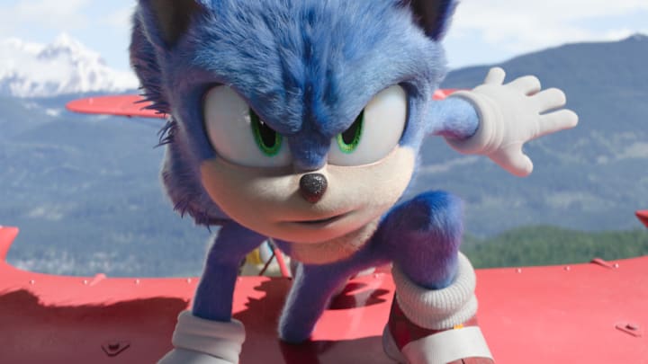 Sonic (Ben Schwartz) in SONIC THE HEDGEHOG 2 from Paramount Pictures and Sega. Photo Credit: Courtesy Paramount Pictures and Sega of America.